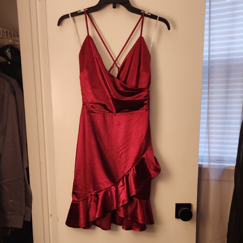 NWT Lulus Elegant Red Satin Dress